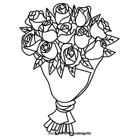 Collection of Flower Bouquet Black And White (23).